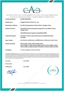Attestation of Conformity (for CE marking)
