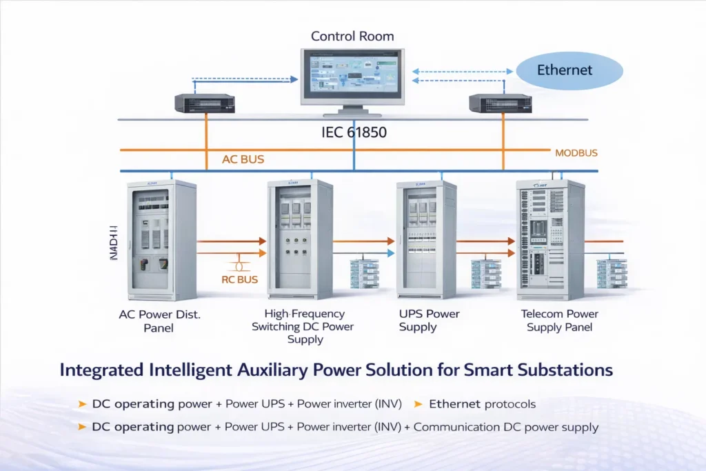 Système d'alimentation auxiliaire CA/CC intégré intelligent_solution