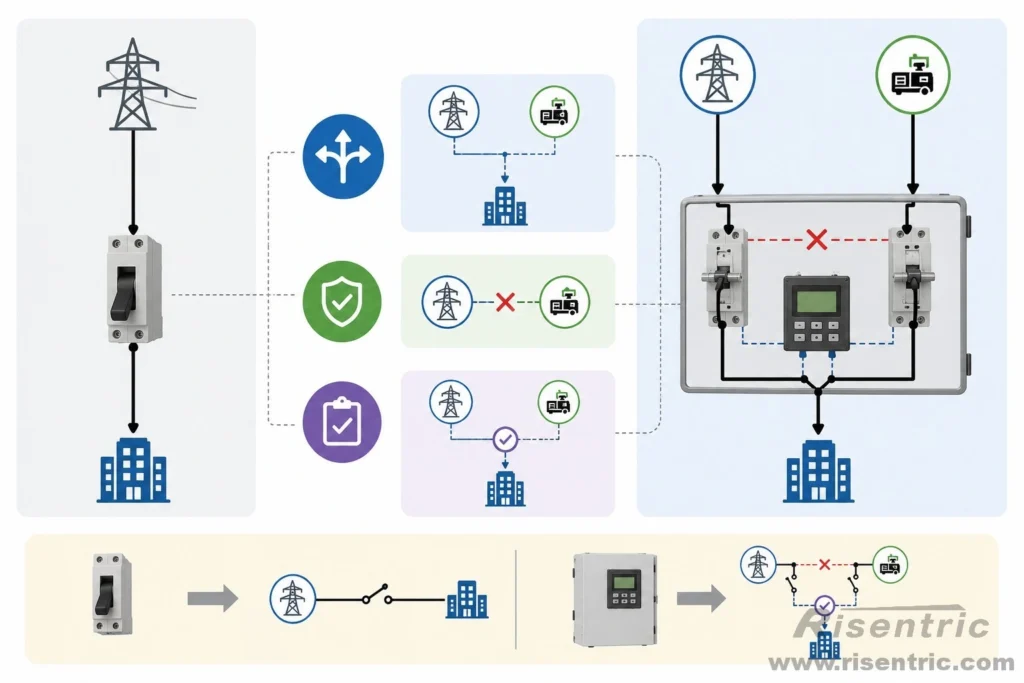 Por qué la estructura del ATS es diferente de la de un interruptor normal