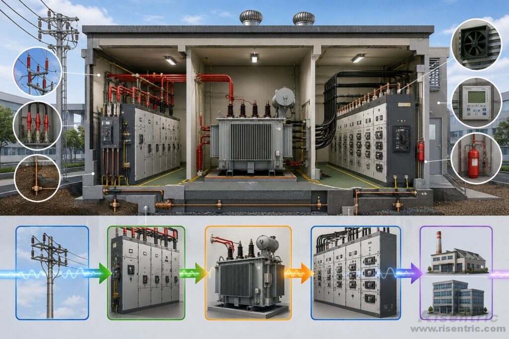 What’s Inside a Transformer Substation How Power Flows from MV to LV