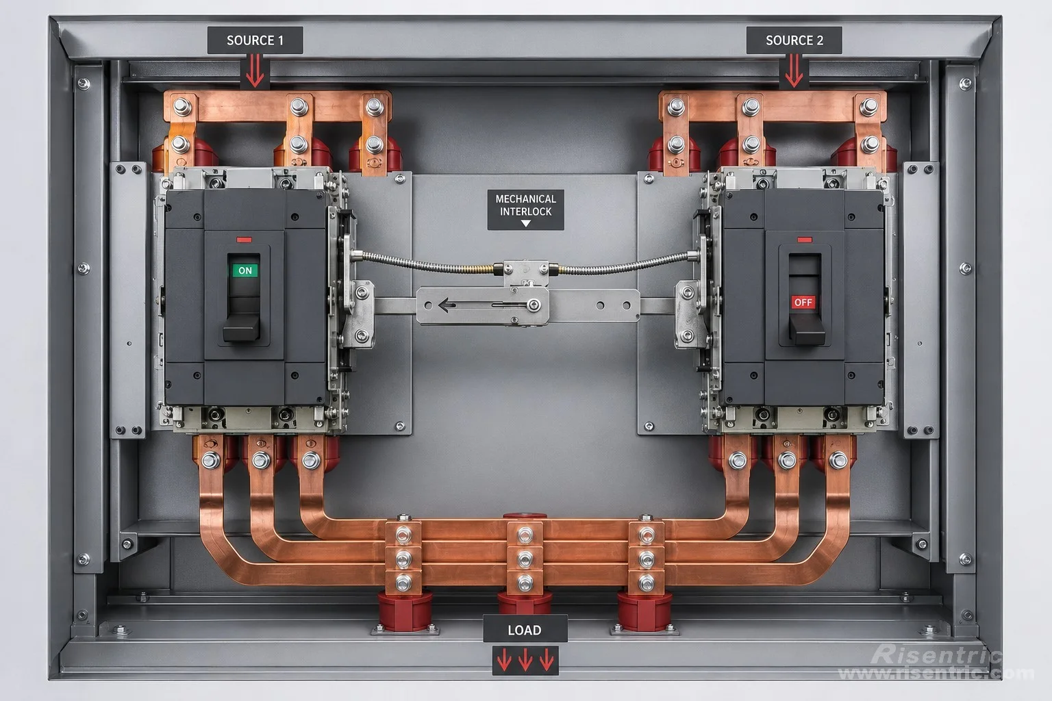 A mechanically interlocked breaker system A mechanically interlocked breaker system