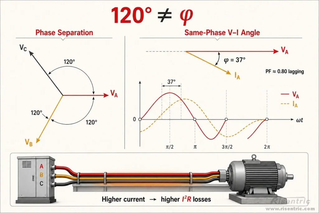 Do Not Confuse This Angle with the 120° Between Three Phases