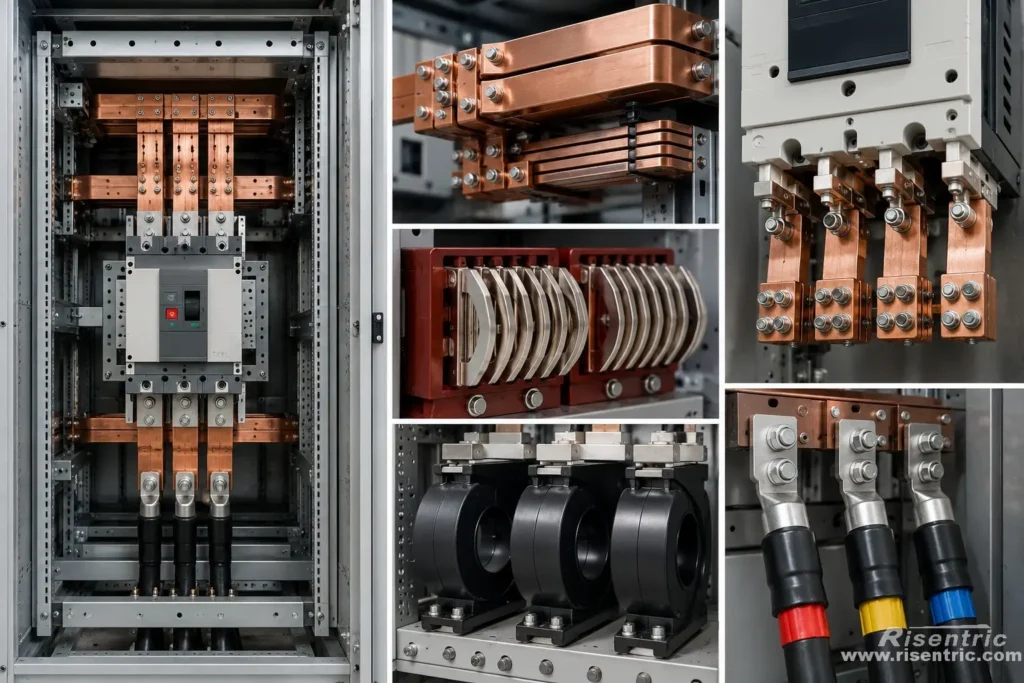 To carry 6,300 A, the switchgear needs large current-carrying components